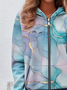 Women's Artistic Gradient Pattern Hooded Jacket Casual Comfort Regular Sweatshirt