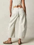 Buckle Cotton Loose Casual Women's Loose Wide Leg Pants Mid-low Rise Washed Scimitar Pants Jeans
