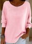 Casual Crew Neck Plain Cotton T-Shirt