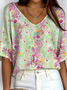 Women's Ribbed T-Shirt Casual Comfort 3/4 Sleeves Regular Top