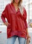 Simple V-neck Hooded Multi-color Bat Sleeve Sweatshirt Loose Thread Stitching Sweatshirt