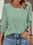 Women's Long Sleeve T-shirt Spring/Fall Blue Geometric Printing Cotton V Neck Daily Going Out Vintage Top