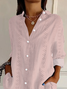 Women's Long Sleeve Shirt Spring/Fall Pink Abstract Buckle Shirt Collar Regular Sleeve Daily Going Out Casual Top
