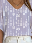 Women's Ribbed T-Shirt Casual Comfort 3/4 Sleeves Regular Top