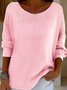 Casual Crew Neck Plain Cotton T-Shirt