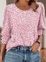Women's Long Sleeve T-shirt Spring/Fall Blue Geometric Printing Cotton V Neck Daily Going Out Vintage Top