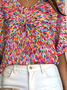 Women's Ribbed T-Shirt Casual Comfort 3/4 Sleeves Regular Top