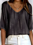Women's Ribbed T-Shirt Casual Comfort 3/4 Sleeves Regular Top