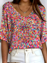 Women's Ribbed T-Shirt Casual Comfort 3/4 Sleeves Regular Top