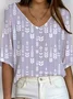 Women's Ribbed T-Shirt Casual Comfort 3/4 Sleeves Regular Top