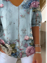 Women's Retro Floral Pattern T-Shirt Casual Comfort Regular Striped Top