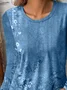 Women's Long Sleeve T-shirt Spring/Fall Blue Floral Printing Jersey Crew Neck Daily Going Out Casual Top