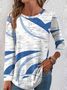 Women's Long Sleeve T-shirt Spring/Fall White Abstract Printing Jersey Crew Neck Daily Going Out Casual Top
