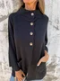 Casual Plain Stand Collar Jacket