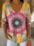 Women's Kaleidoscope Art Pattern T-shirt Casual Comfort Regular Striped Top