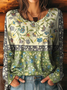 Women's Retro Floral Pattern Long Sleeve T-Shirt Casual Comfort Regular Loose Top