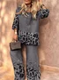 Casual Animal Print Crew Neck Two-Piece Set