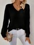 Basic Wool Hollow Knit Pullover Long Sleeve Crochet Jacquard Loose V-neck Bottoming Sweater