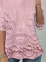 Women's Long Sleeve T-shirt Spring/Fall Pink Floral Printing Jersey Crew Neck Daily Going Out Casual Top