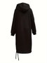 Women's Long Sleeve Spring/Fall Green Plain Split Joint Hooded Daily Going Out Vintage Maxi A-Line Hoodie Dress