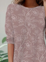Women's Long Sleeve T-shirt Spring/Fall Pink Floral Printing Jersey Crew Neck Daily Going Out Casual Top