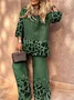 Casual Animal Print Crew Neck Two-Piece Set