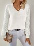 Basic Wool Hollow Knit Pullover Long Sleeve Crochet Jacquard Loose V-neck Bottoming Sweater