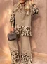 Casual Animal Print Crew Neck Two-Piece Set
