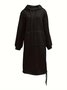 Women's Long Sleeve Spring/Fall Green Plain Split Joint Hooded Daily Going Out Vintage Maxi A-Line Hoodie Dress