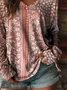 Women's Long Sleeve T-shirt Spring/Fall Pink Floral Printing Jersey V Neck Daily Going Out Casual Top