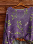 Women's Floral Dragonfly Print Casual Long Sleeve Top