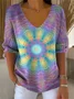 Women's Kaleidoscope Art Pattern T-shirt Casual Comfort Regular Striped Top