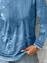 Women's Long Sleeve T-shirt Spring/Fall Blue Floral Printing Jersey Crew Neck Daily Going Out Casual Top