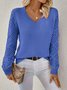 Basic Wool Hollow Knit Pullover Long Sleeve Crochet Jacquard Loose V-neck Bottoming Sweater