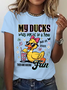 Funny Ducks Not in a Row Sarcastic Print T-Shirt