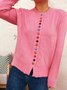 Crew Neck Casual Cotton Cardigan