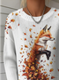 Women's Autumn Pattern Crewneck Sweater Casual Comfort Regular Pullover Sweatshirt