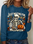 Women's Just Waiting for Halloween Funny Long Sleeve T-Shirt