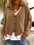 Women's Casual V-Neck Button Long Sleeve Cardigan