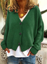 Women's Casual V-Neck Button Long Sleeve Cardigan