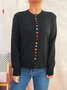Crew Neck Casual Cotton Cardigan