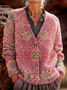 Women's Retro Ethnic Pattern Cardigan Casual Comfort Regular Sweater Jacket