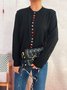 Crew Neck Casual Cotton Cardigan