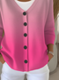 Women's Gradient Printed Casual V-Neck Button Long Sleeve Cardigan