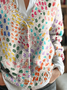 Colorful Polka Point Art Print Buttoned V-neck Cardigan Sweater
