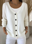 Women's Casual V-Neck Button Long Sleeve Cardigan