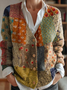 Women's Floral Pattern V-Neck Cardigan Casual Comfort Regular Sweater Jacket