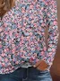 Women's Long Sleeve T-shirt Spring/Fall Pink Floral Printing Jersey Crew Neck Daily Going Out Casual Top