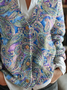 Women's Paisley Pattern V-Neck Cardigan Casual Comfort Regular Sweatshirt Jacket