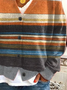 Women's Striped Print Casual V-Neck Button Long Sleeve Cardigan